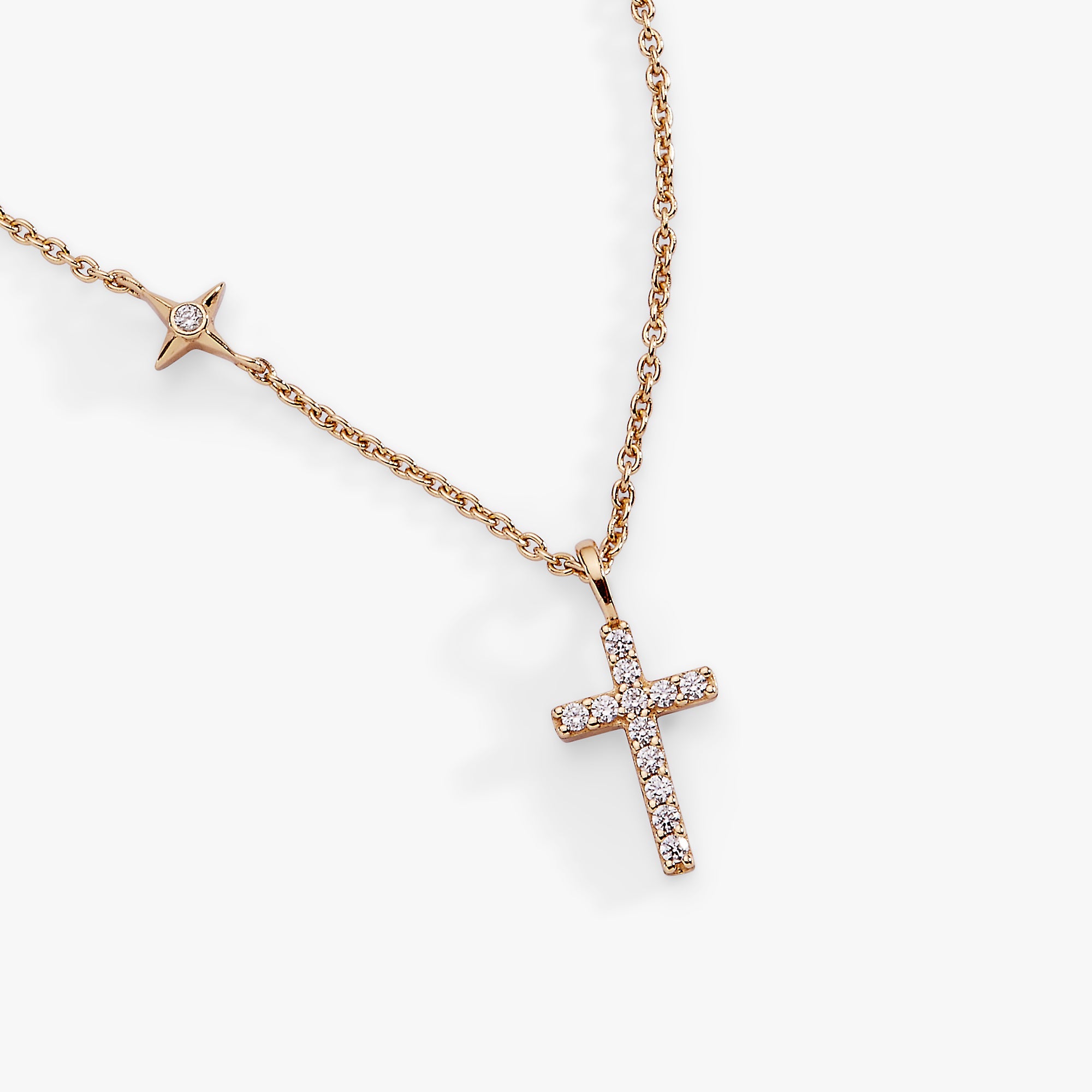 Cross Delicate Pave Crystal Pendant Necklace - Aaria Tees Aaria Tees