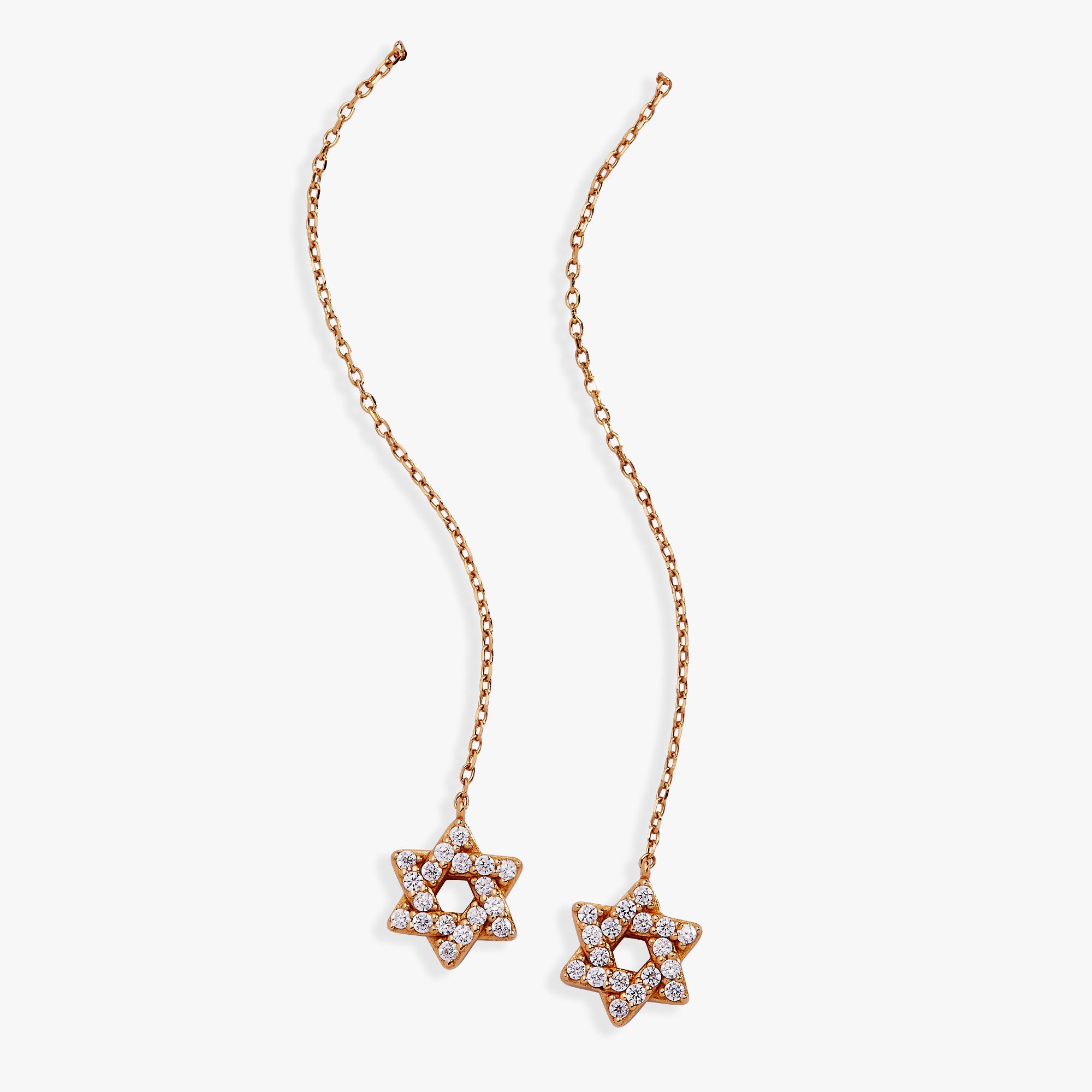 Star of David Delicate Pave Crystal Threader Earrings - Aaria Tees Aaria Tees