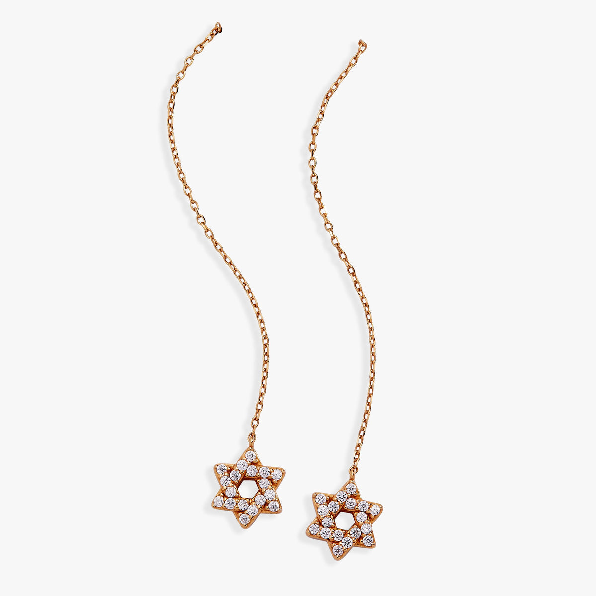 Star of David Delicate Pave Crystal Threader Earrings - Aaria Tees
