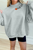 Gray hello fall Embroidered Pumpkin Detail Mock Neck Sweatshirt - Aaria Tees Aaria Tees