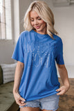 Sky Blue Vintage MOTHERHOOD Letter Graphic T Shirt Aaria Tees