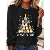 Women’s Long Sleeve Merry Christmas T-Shirt – Cute Christmas Tree Graphic Tee Aaria Tees