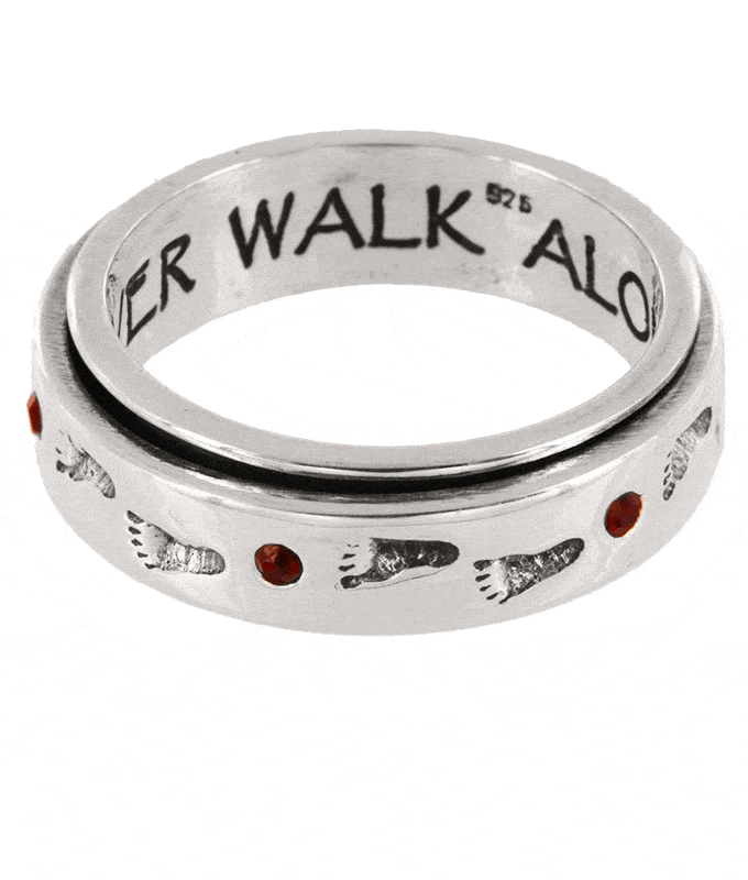 Diabetes Awareness Sterling & Crystal Spinning Ring - Aaria Tees Aaria Tees