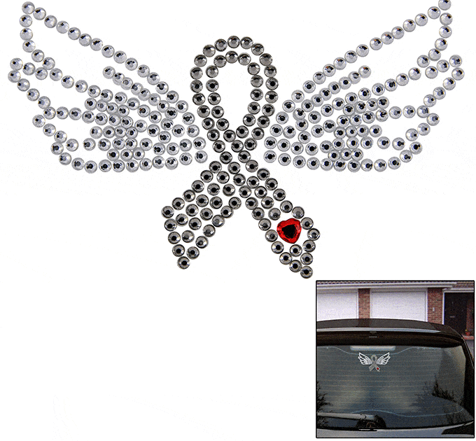 Diabetes Ribbon Angel Window Bling - Aaria Tees Aaria Tees