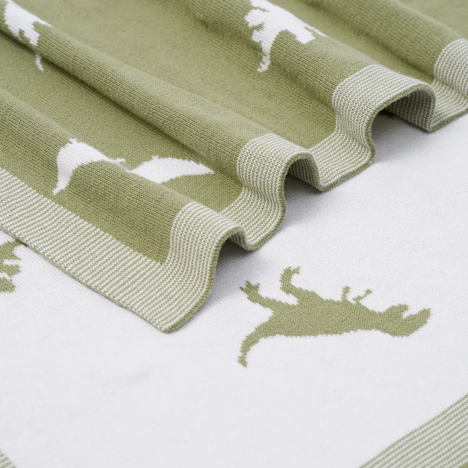 Dinosaur Jacquard Knit Baby Blanket - Aaria Tees Aaria Tees