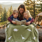 Dinosaur Jacquard Knit Baby Blanket - Aaria Tees Aaria Tees