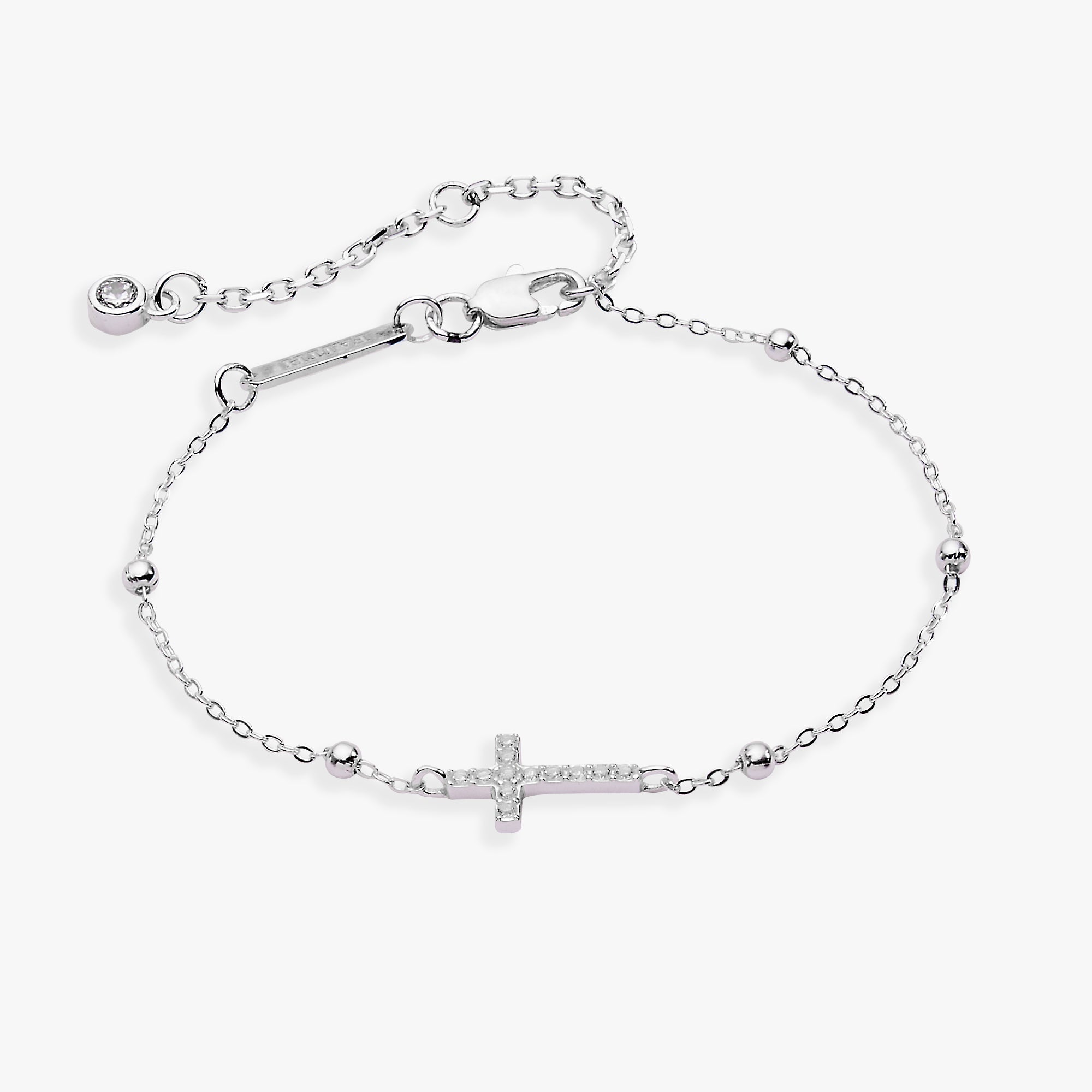 Cross Delicate Pave Crystal Beaded Strand Bracelet - Aaria Tees Aaria Tees