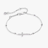 Cross Delicate Pave Crystal Beaded Strand Bracelet - Aaria Tees Aaria Tees