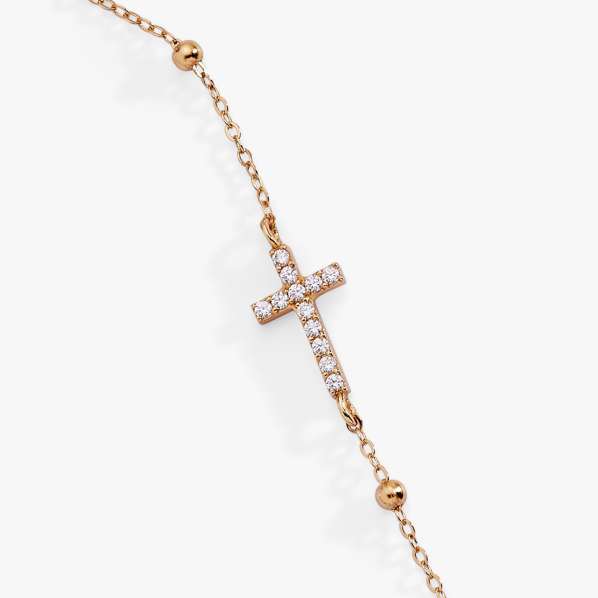 Cross Delicate Pave Crystal Beaded Strand Bracelet - Aaria Tees Aaria Tees