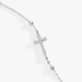 Cross Delicate Pave Crystal Beaded Strand Bracelet - Aaria Tees Aaria Tees