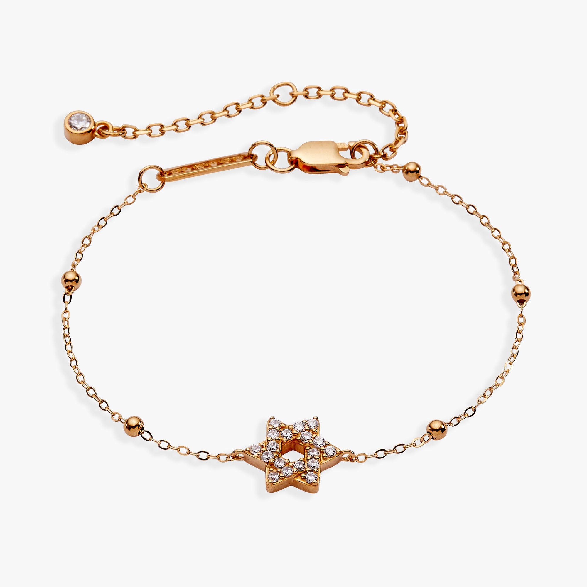 Star of David Delicate Pave Beaded Chain Bracelet - Aaria Tees Aaria Tees