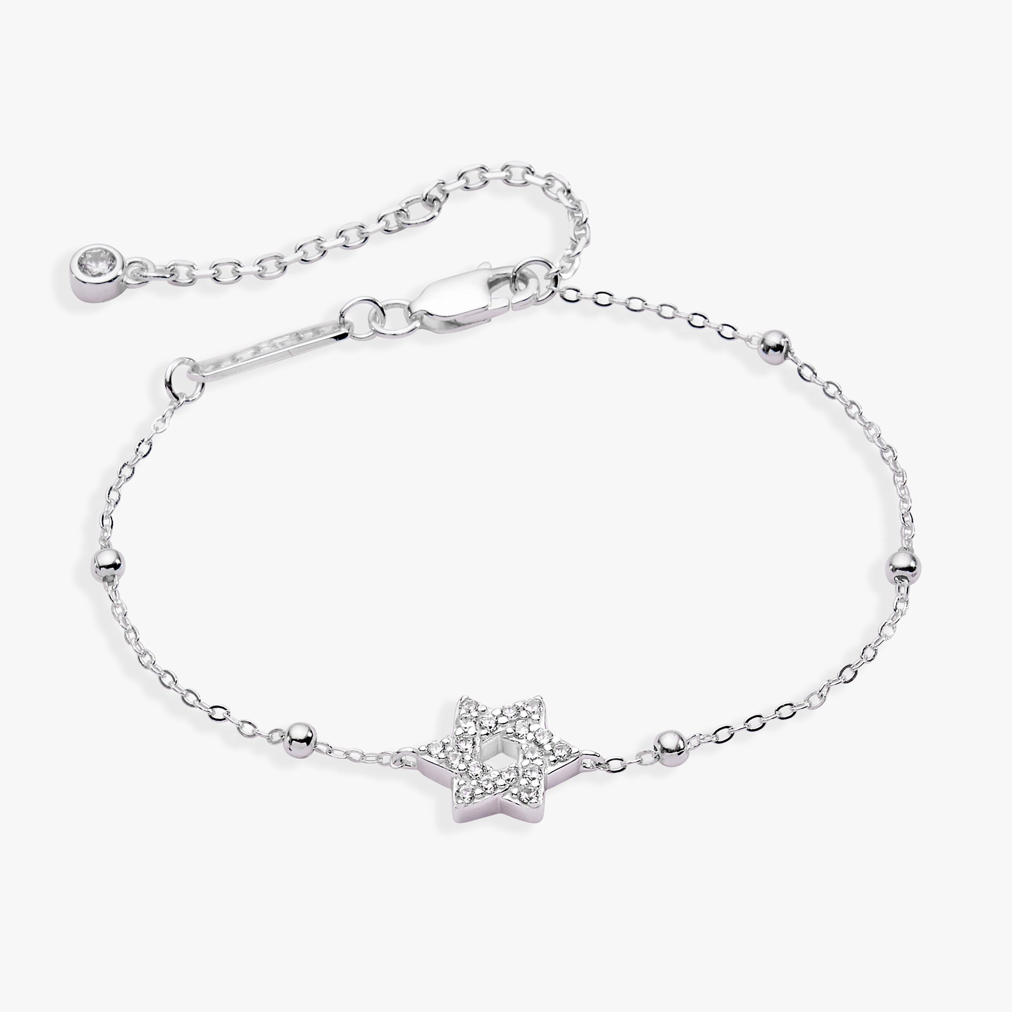 Star of David Delicate Pave Beaded Chain Bracelet - Aaria Tees Aaria Tees