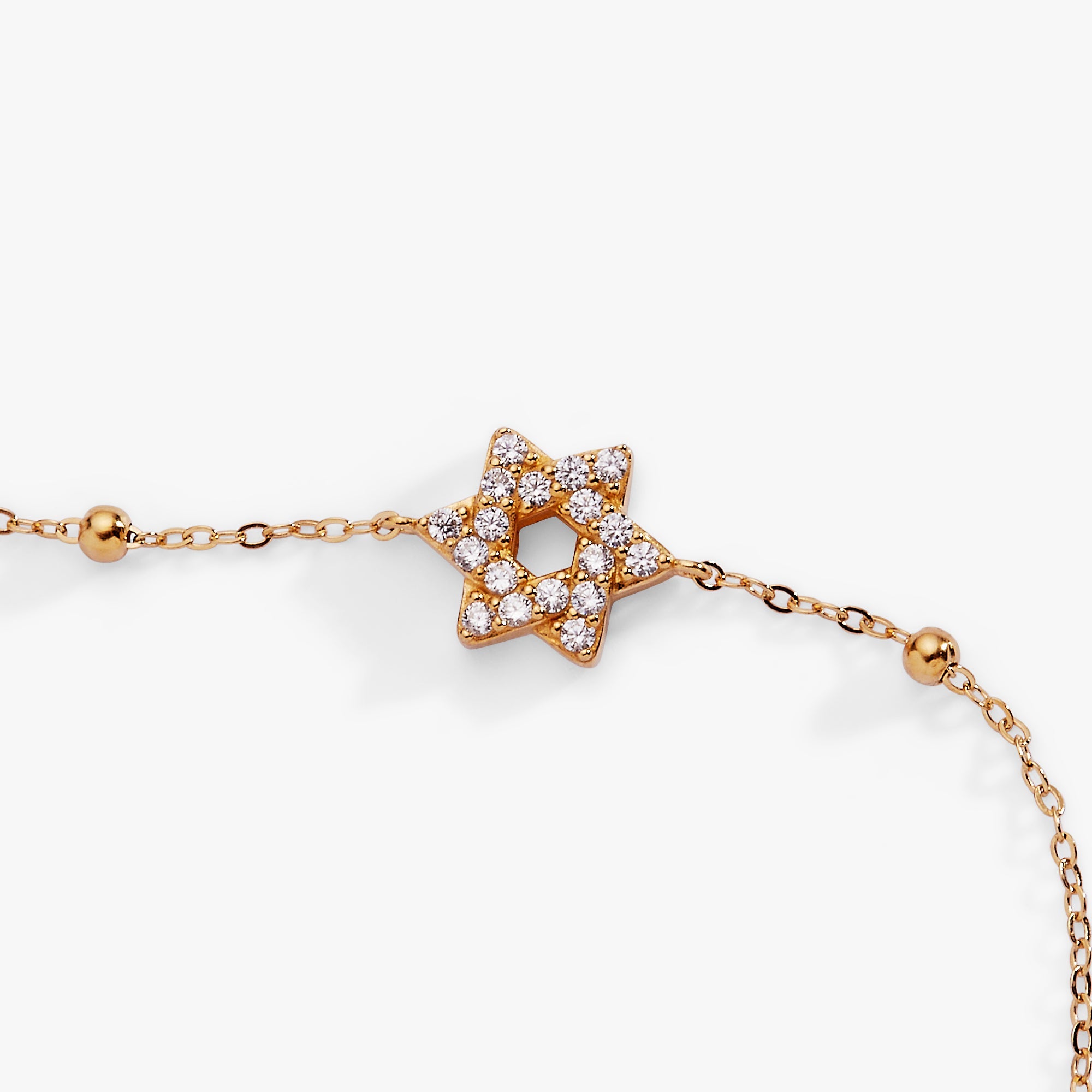 Star of David Delicate Pave Beaded Chain Bracelet - Aaria Tees Aaria Tees