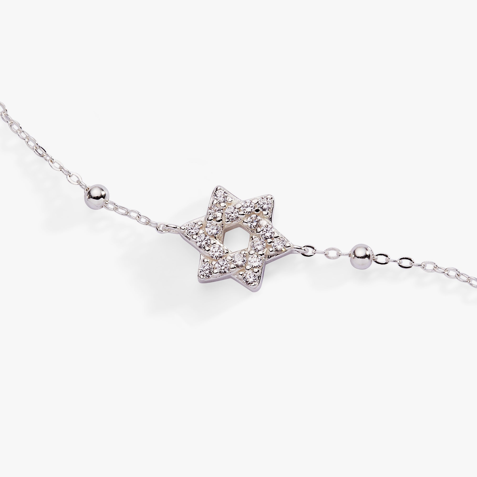 Star of David Delicate Pave Beaded Chain Bracelet - Aaria Tees Aaria Tees