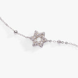 Star of David Delicate Pave Beaded Chain Bracelet - Aaria Tees Aaria Tees