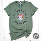 Do No Harm Take No Bull Heather Sage Crewneck Short Sleeve Tee - Aaria Tees Aaria Tees