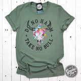 Do No Harm Take No Bull Heather Sage Crewneck Short Sleeve Tee - Aaria Tees Aaria Tees