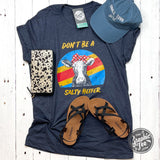 Don't Be A Salty Heifer - Heather Midnight Navy Tee Aaria Tees