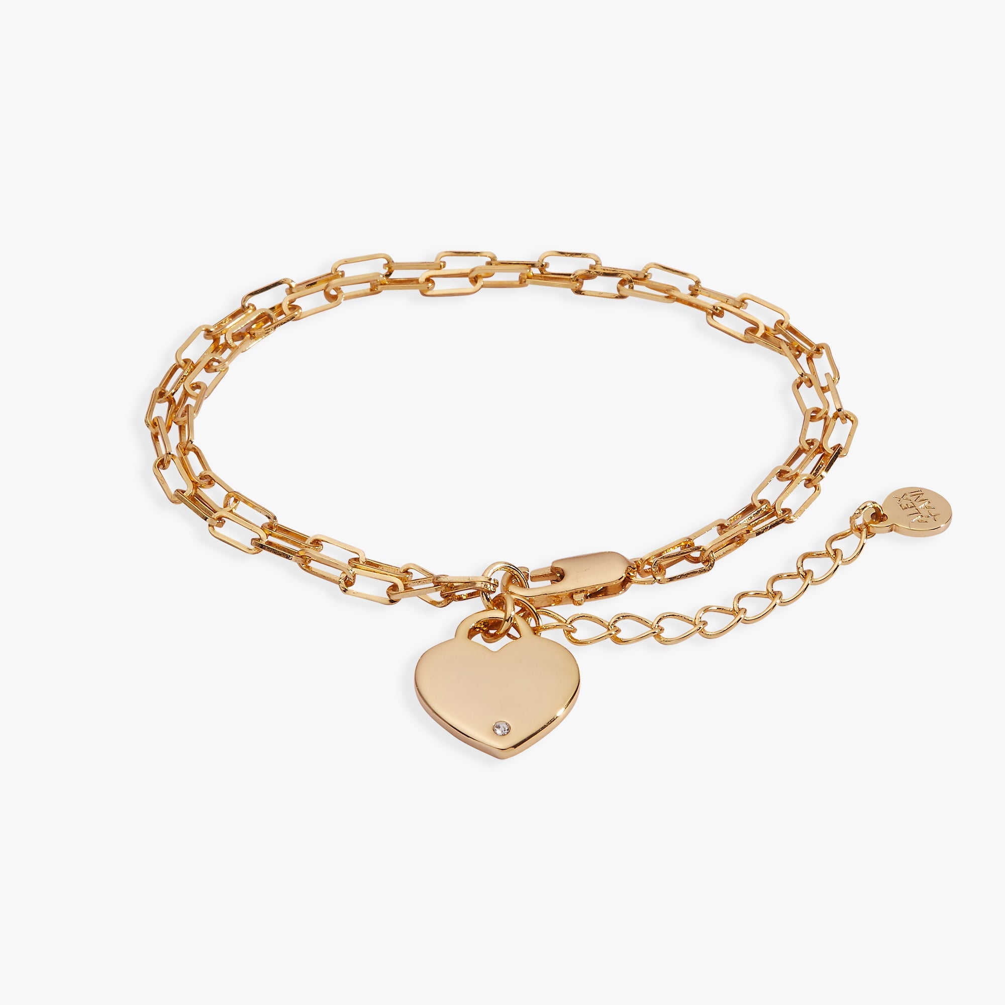 Heart Charm Double Paperclip Chain Bracelet - Aaria Tees Aaria Tees