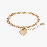 Heart Charm Double Paperclip Chain Bracelet - Aaria Tees Aaria Tees