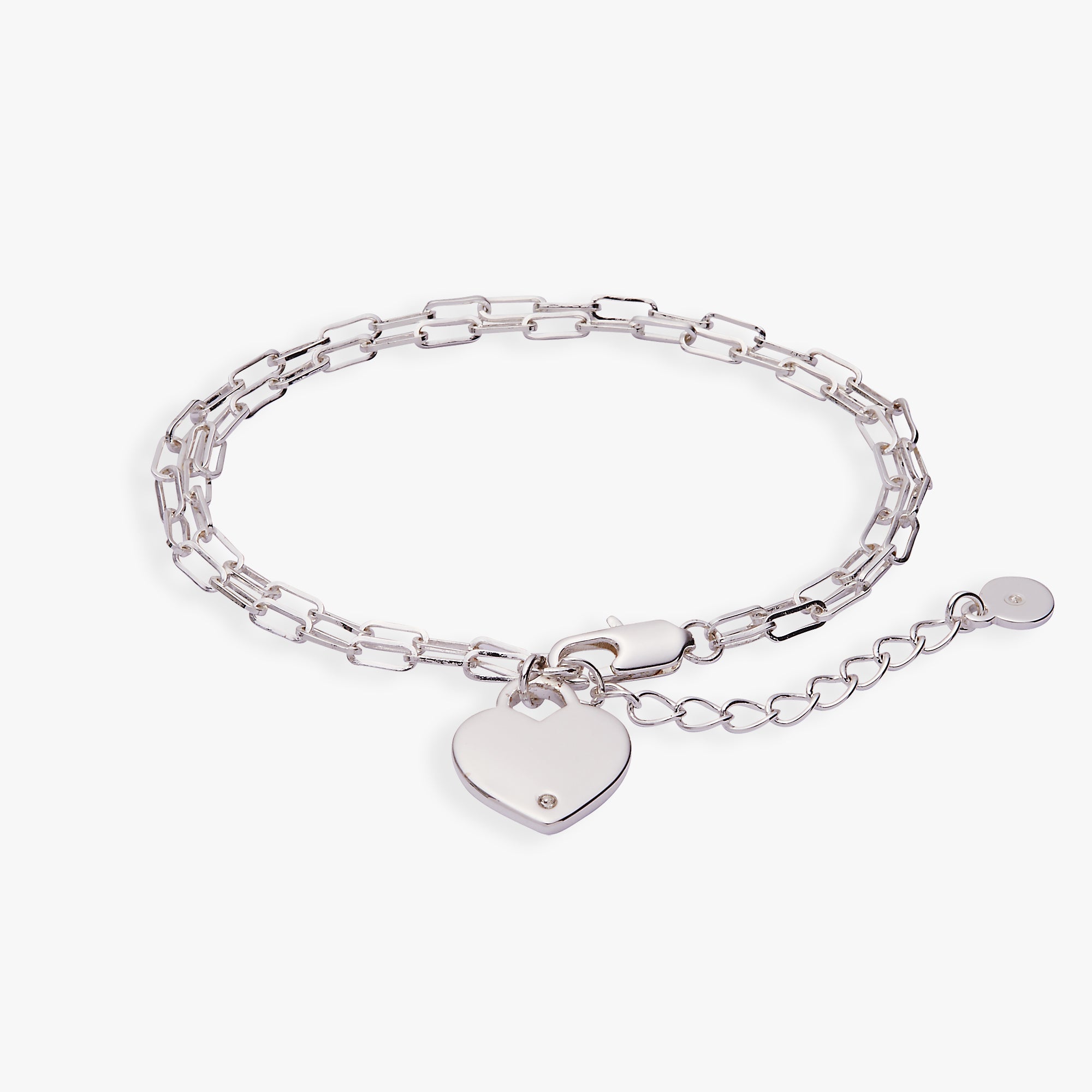 Heart Charm Double Paperclip Chain Bracelet - Aaria Tees Aaria Tees