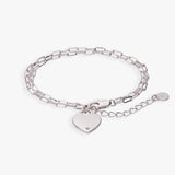 Heart Charm Double Paperclip Chain Bracelet - Aaria Tees Aaria Tees