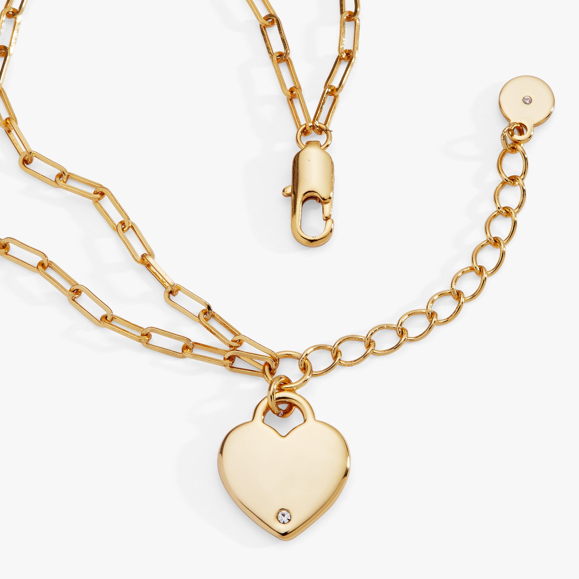Heart Charm Double Paperclip Chain Bracelet - Aaria Tees Aaria Tees