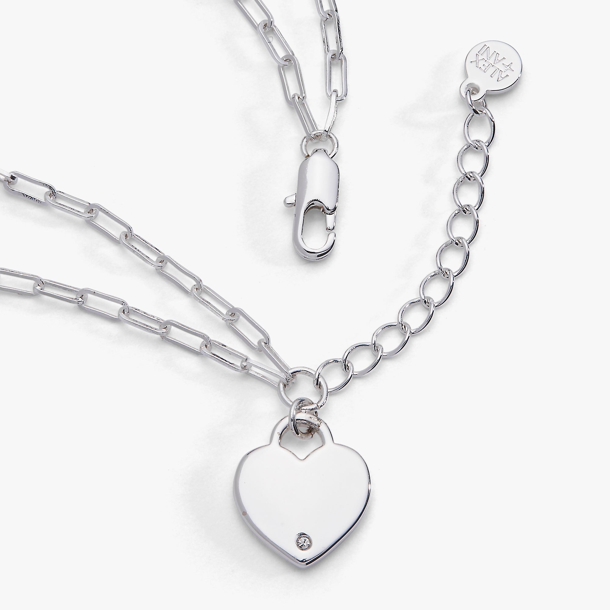 Heart Charm Double Paperclip Chain Bracelet - Aaria Tees Aaria Tees