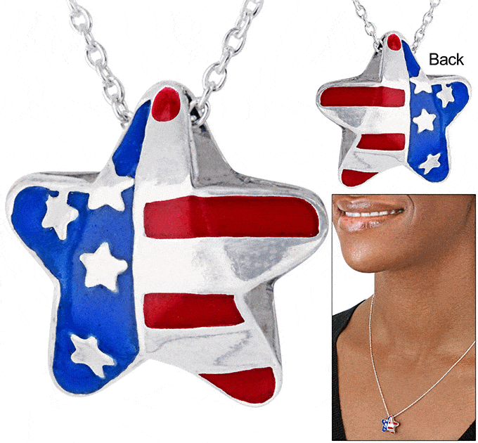 Double-Sided Stars & Stripes Silver-Plated Necklace - Aaria Tees Aaria Tees