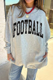 Light Grey Polka Dot Football Letter Print Mock Neck Long Sleeve Pullover Sweatshirt Aaria Tees