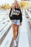 Black GAME DAY Graphic Varsity Pullover Sweatshirt - Aaria Tees Aaria Tees