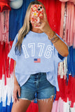 Myosotis 1776 American Flag Print Oversized Tee Aaria Tees