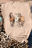 Khaki Gallant Horses Printed Casual T Shirt Aaria Tees