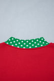 Sail Blue Polka Dot Letter Print Contrast Trim Mock Neck Sweatshirt - Aaria Tees Aaria Tees