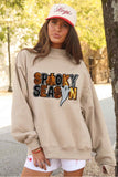 Apricot Sequin Spooky Season Graphic Mock Neck Halloween Sweatshirt Aaria Tees