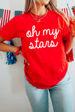 Red Oh My Stars Patriotic Slogan Graphic Tee Aaria Tees