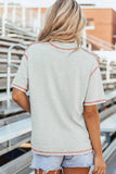 Light Grey GAME DAY/ FOOTBALL Double Side Printed Seam Detail Loose Tee - Aaria Tees Aaria Tees
