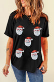 Black Faux Sequin Christmas Claus Pattern Crewneck T Shirt - Aaria Tees Aaria Tees