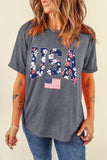 Gray Blooming USA Flag Print Casual T Shirt - Aaria Tees Aaria Tees