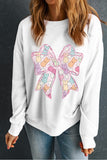 White Easter Bunny Bow Printed Casual Sweatshirt Aaria Tees
