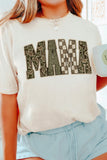 White MAMA Mixed Pattern Lettering T Shirt Aaria Tees
