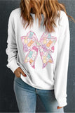 White Easter Bunny Bow Printed Casual Sweatshirt Aaria Tees