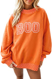 Sail Blue Polka Dot Letter Print Contrast Trim Mock Neck Sweatshirt Aaria Tees