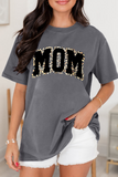 Gray Leopard MOM Graphic Crewneck Mothers Day T Shirt Aaria Tees