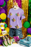 Wisteria Mardi Gras Sequined Pattern Holiday T Shirt Aaria Tees