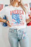 White Vintage AMERICA Eagle Printed Freedom Spirit Patriotic Tee Aaria Tees