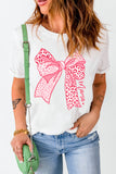 White Leopard Bow Graphic Mothers Day Fashion T Shirt Aaria Tees