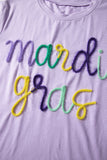 Lavendula Mardi Gras Tinsel Letter Graphic Loose T Shirt - Aaria Tees Aaria Tees