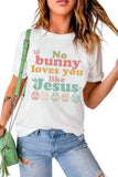 White No bunny loves you like Jesus Graphic Easter Day T-shirt - Aaria Tees Aaria Tees