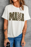 White MAMA Mixed Pattern Lettering T Shirt Aaria Tees
